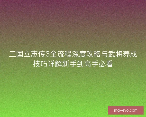三国立志传3全流程深度攻略与武将养成技巧详解新手到高手必看